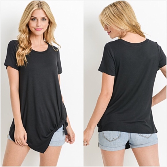 📍SALE Lilac Asymmetrical Knotted Tee Top S - Picture 7 of 7